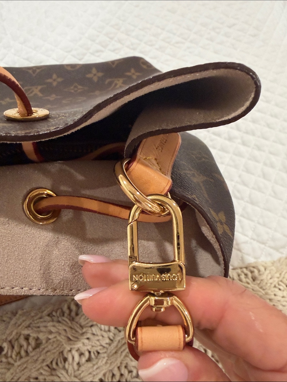 New Monogram Canvas Shoulder Bag in Brown with Tan Trim - Picture 9 of 10